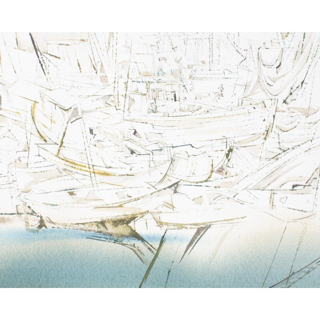 Mid 20th Century “Sails” Abstract Watercolor Painting by Xavier Gonzalez For Sale - Image 5 of 9