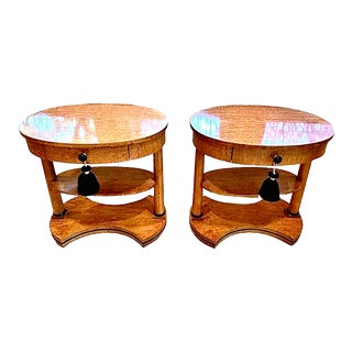 Late 20th Century Henredon Biedermeier Burlwood Side Tables - a Pair For Sale