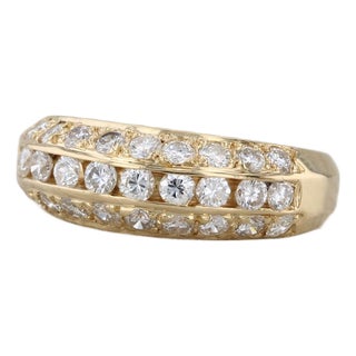 0.98ctw Diamond Wedding Band 18k Yellow Gold Size 6 Anniversary Ring For Sale