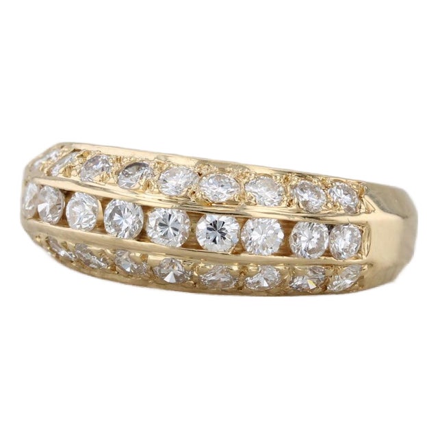 0.98ctw Diamond Wedding Band 18k Yellow Gold Size 6 Anniversary Ring For Sale