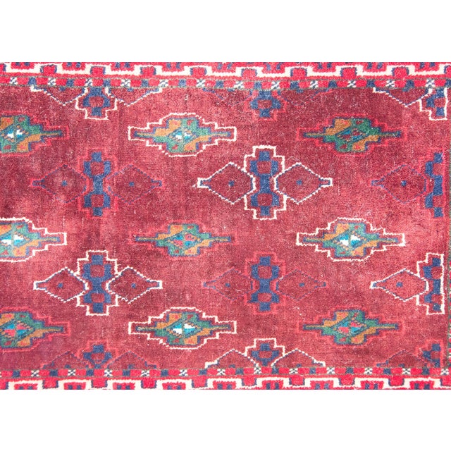 Burgundy Vintage Persian Turkmen Rug For Sale - Image 8 of 13