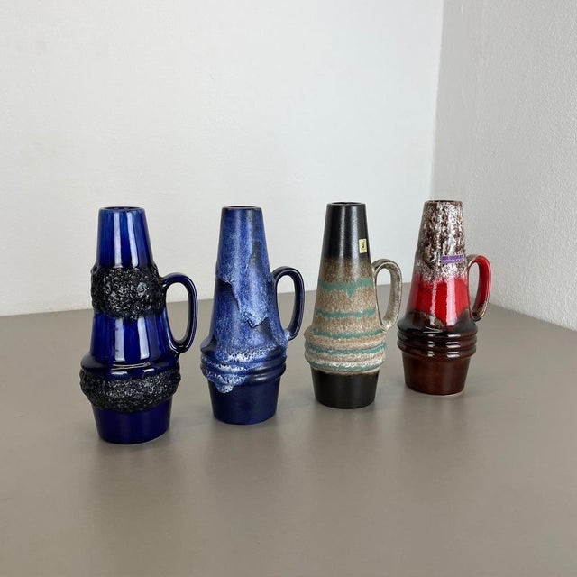 Vintage Pottery Fat Lava Vases by Scheurich, Germany, 1970s, Set of 4 For Sale - Image 3 of 18