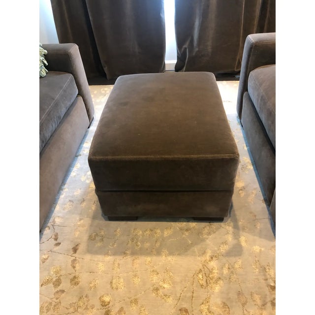 Coffee Set of 2 Restoration Hardware Maxwell Cafe Vintage Velvet Lux Ottomans For Sale - Image 8 of 12