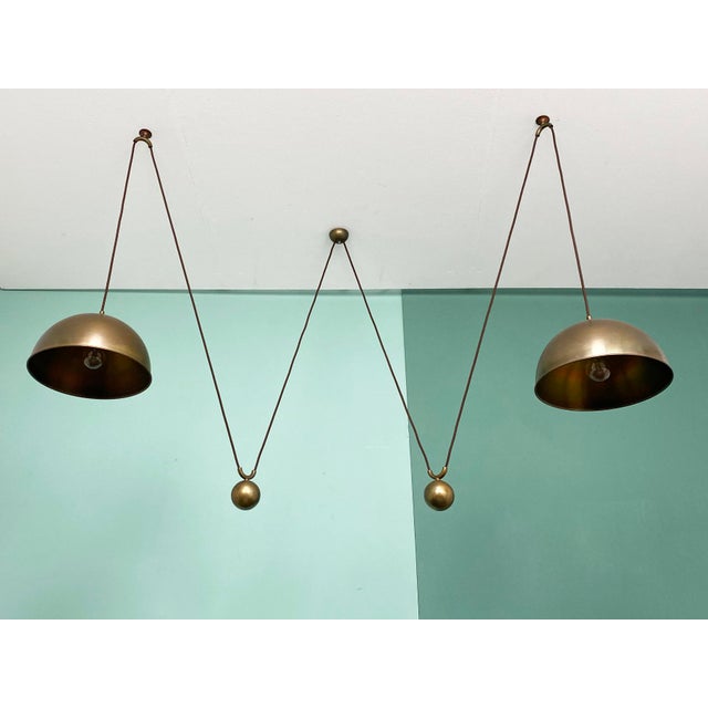 Posa Double Pendulum Ceiling Lamp in Brass by Florian Schulz, Deutschland, 1960s For Sale - Image 6 of 8