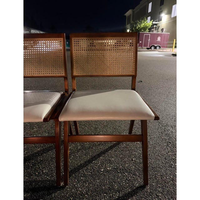 Brazilian Mid-Century Set of Six Chairs in Hardwood Faux Leather For Sale In West Palm - Image 6 of 7