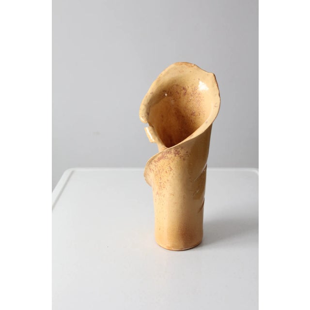 Tan Free Form Studio Pottery Vase Circa 1999 For Sale - Image 8 of 13