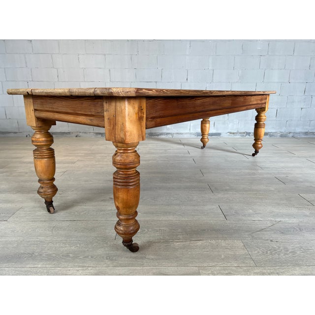 Antique Pine Victorian Style Large French Dining Table on Wheels Chairish