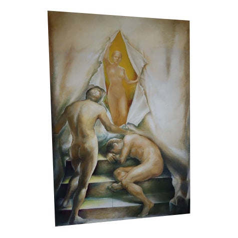 Italian Artist, Nude of Men and Women, 1990s, Oil Painting on Canvas For Sale