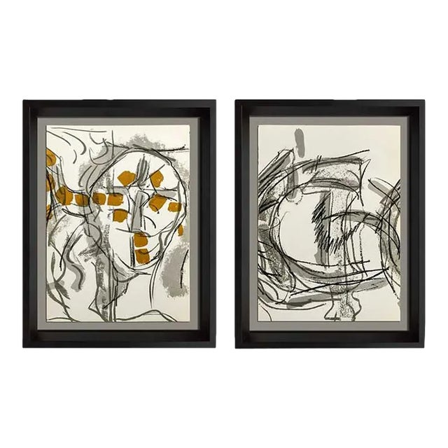 2 Jean-Paul Riopelle Original Color Lithograph Limited Ed. 1974 (2pc Set) For Sale