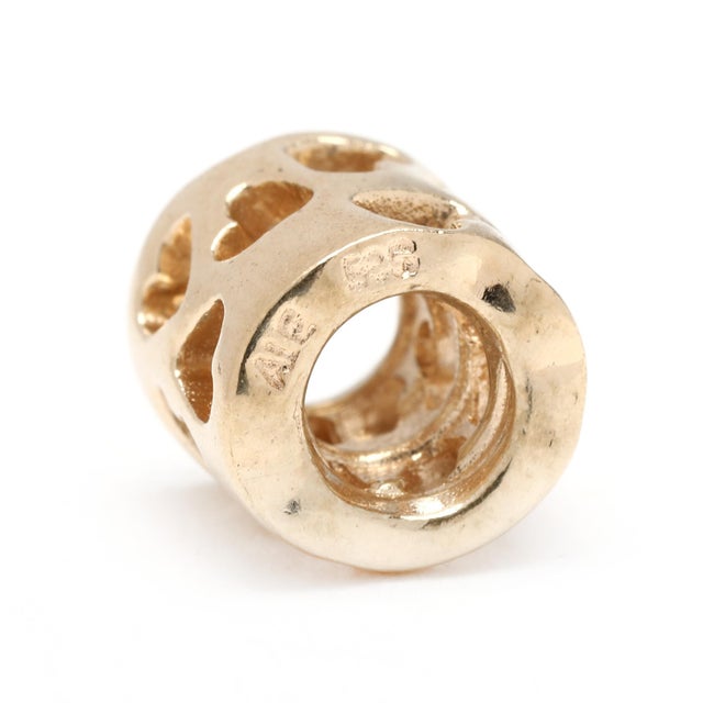 Pandora Tunnel of Love Heart Charm, 14k Yellow Gold, Length 8.5 Mm For Sale - Image 4 of 5