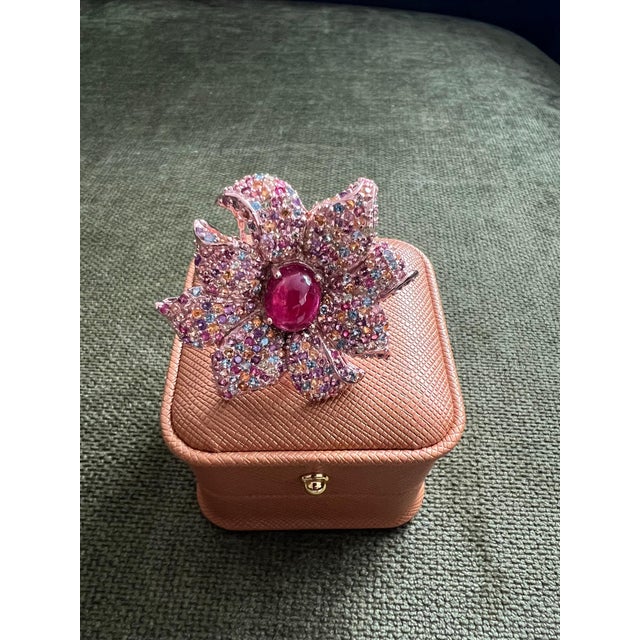 Bochic "Orient" Natural Ruby & Natural Multi Gem Ring Set In 18K Gold & Silver For Sale - Image 17 of 18