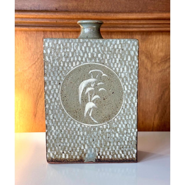 Japanese Ceramic Jar with Inlay Design Tatsuzo Shimaoka with Tomobako For Sale - Image 11 of 18
