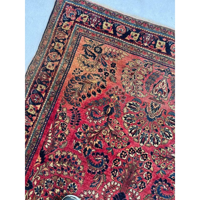 Textile Antique Sarouk in Original Dyes Floral Sprays with Movement & Harmony Rug 4.2 x 6.4 For Sale - Image 7 of 8