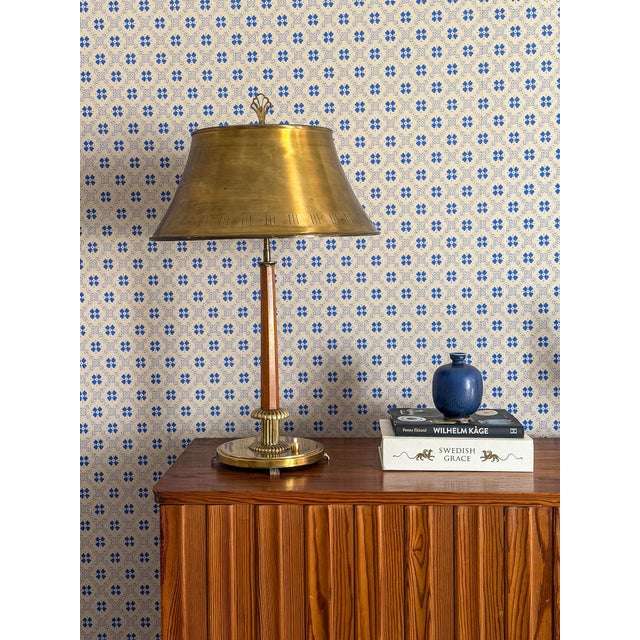 Monumental Table Lamp in Brushed Brass and Mahogany by Harald Notini for Böhlmarks, 1950 For Sale - Image 10 of 13