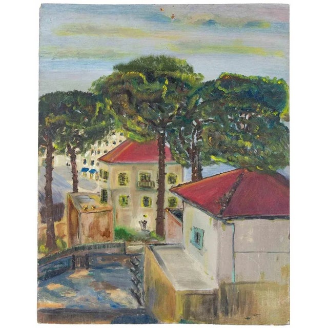 1960s Sirio Pellegrini, Urban Landscape, Oil Painting, 1960s For Sale - Image 5 of 5