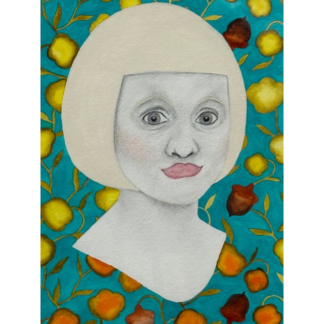 Wood Sofia Bonati Lucia Art Nouveau Watercolor, Framed For Sale - Image 7 of 12