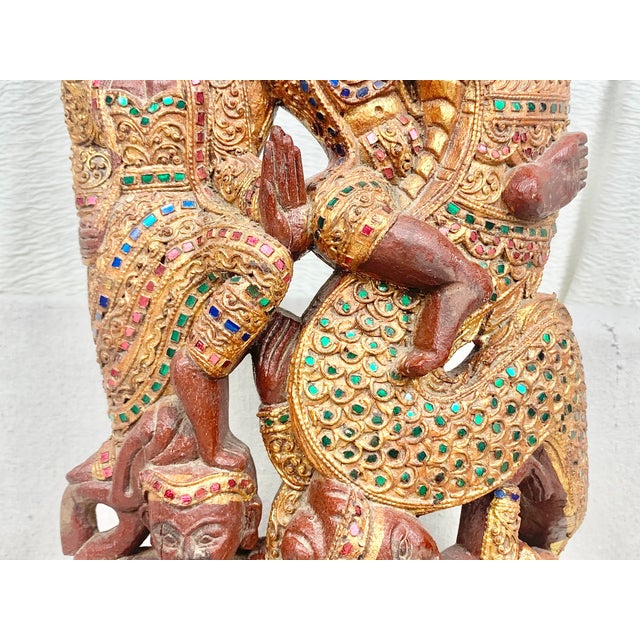 Mid 20th Century Vintage Hand Carved Wooden Tibetan Totem For Sale - Image 5 of 13