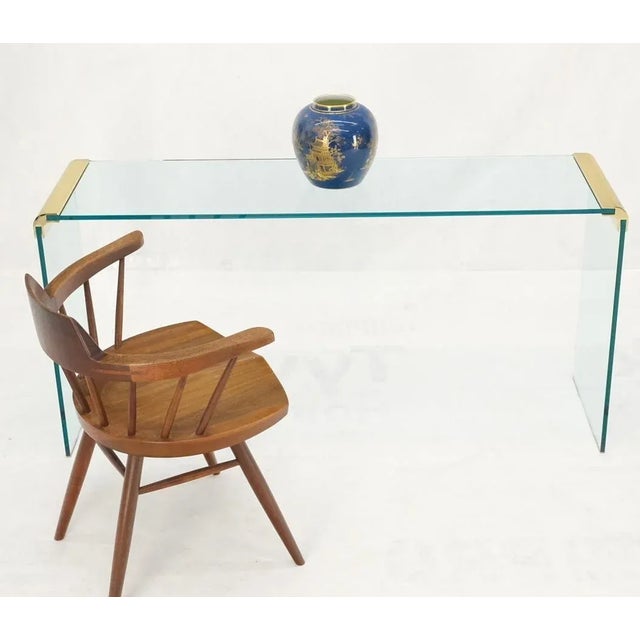 Thick Glass Bracket Shape Console Sofa Table Pace Collection For Sale - Image 9 of 13