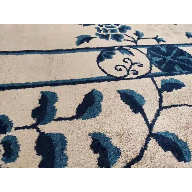 Exceptional Ivory Color With Unique Florid Design Antique Chinese Peking Rug For Sale In New York - Image 6 of 10