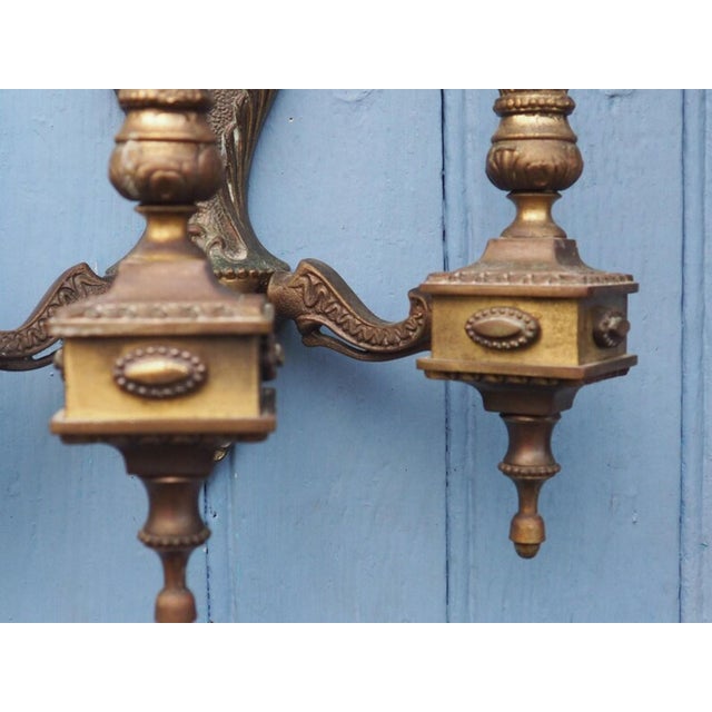 Vintage Rococo Revival Italian 3-Arm Wall Sconces, 1940s, Set of 2 For Sale - Image 11 of 15