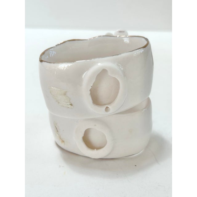 Vintage Shafford Hand-Painted Porcelain Napkin Rings With Applied Flowers – Set of 6 Cottage Tabletop Decor For Sale - Image 11 of 12