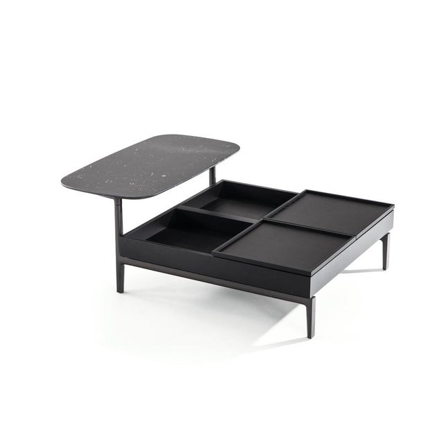 Volage ex-s coffee table in marble and aluminium base by philippe starck rounded contours a collection of luxurious low...