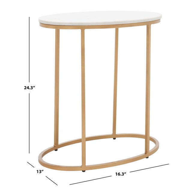 Modern Tage Marble Side Table in White Marble / Gold For Sale - Image 3 of 8