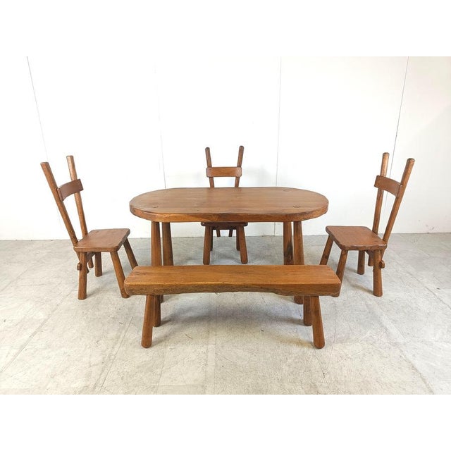Vintage Brutalist Dining Set, 1960s, Set of 5 For Sale - Image 4 of 11