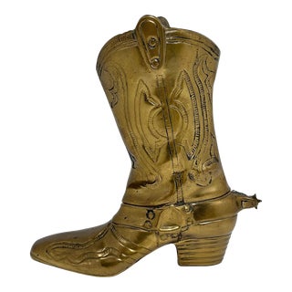 1970s Brass Cowboy Boot For Sale