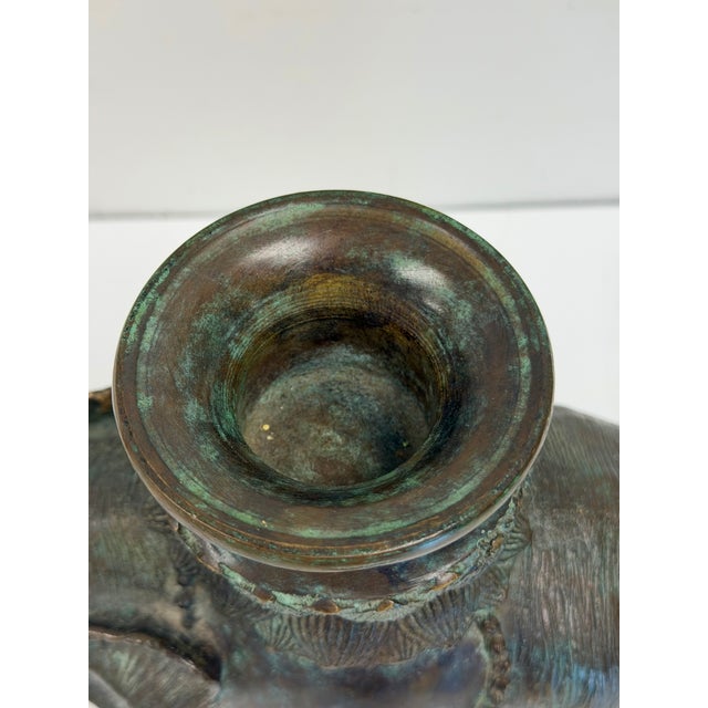 Copper Vintage Maitland-Smith Bronze Elephant Sculpture Candle Holder For Sale - Image 8 of 12