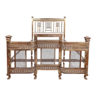 French Art Deco Period Full Size Brass Bed For Sale