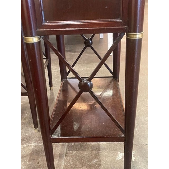 Pair of French Jansen Manner Mahogany and Brass Side Tables For Sale - Image 4 of 6