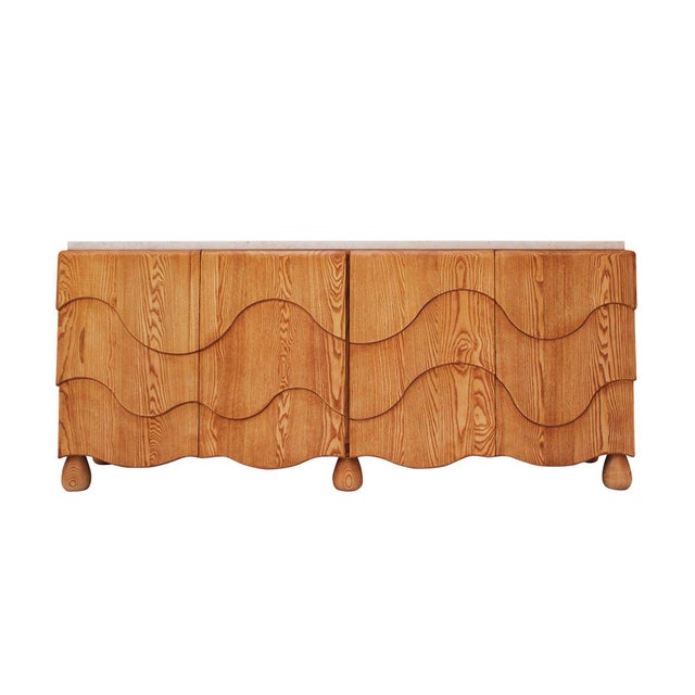 Italian Handcrafted Oak and Travertine Sideboard, 2000s For Sale - Image 12 of 12