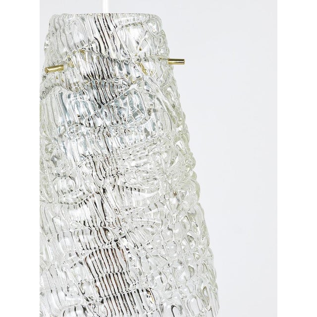 Metal Mid-Century Textured Glass and Brass Pendant Lamp by J. T. Kalmar, Austria, 1950s For Sale - Image 7 of 16