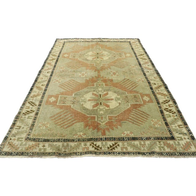 Traditional Mid 20th Century Vintage Turkish Oushak Rug 03'11 X 06'02 For Sale - Image 3 of 10