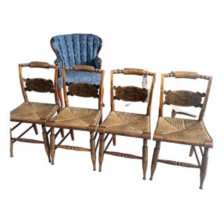 Vintage Hitchcock Rush Seat Chairs - Set of 4 For Sale