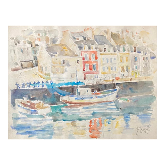 Moses Bagel BahelferPolish French Judaica Watercolor Gouache Painting Original Bauhaus Yiddish Art For Sale