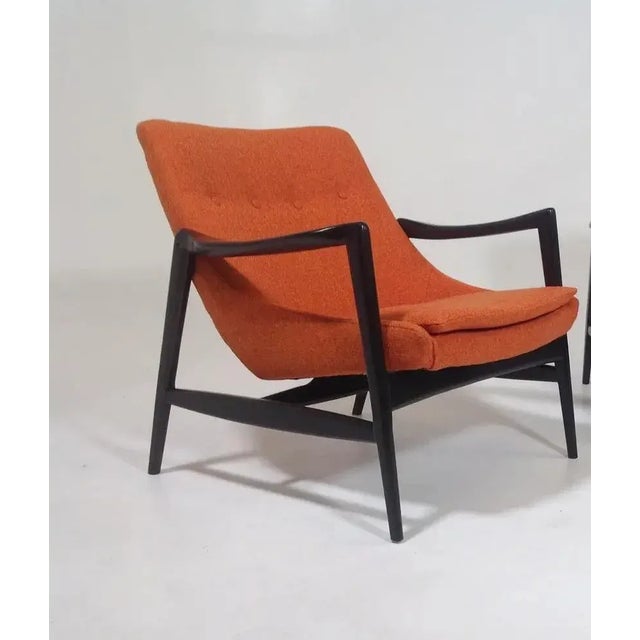Mid-Century Modern Mid-Century Modern Orange Chenille Lounge Chair For Sale - Image 3 of 4