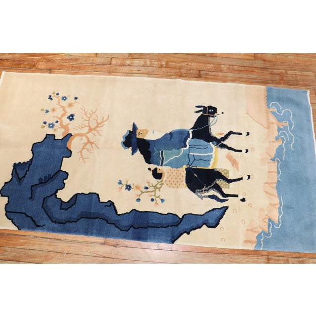 Late 20th Century Chinese Shepherd Mule Pictorial Rug For Sale In New York - Image 6 of 7