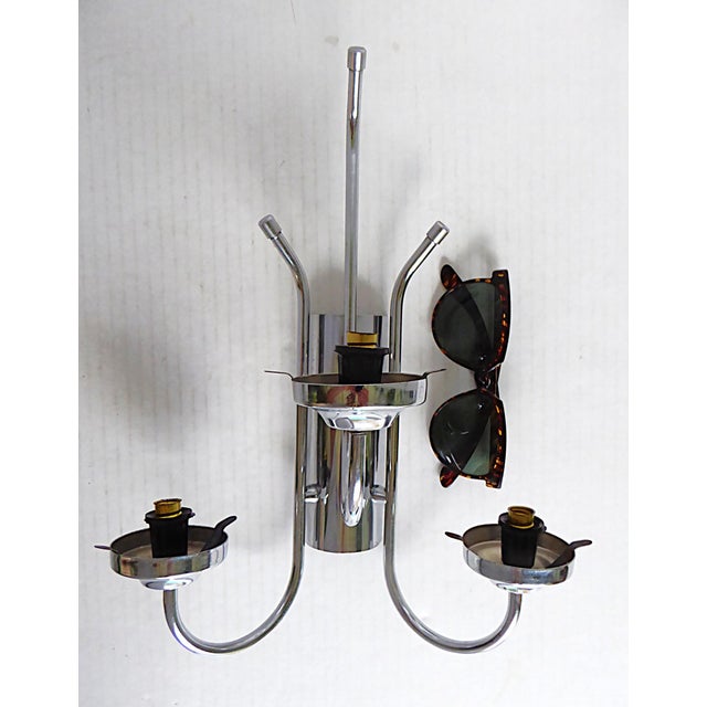 1960s Mid Century Modern 3- Light Chrome Wall Light W. Satin Glass Globes, Spain For Sale - Image 15 of 15