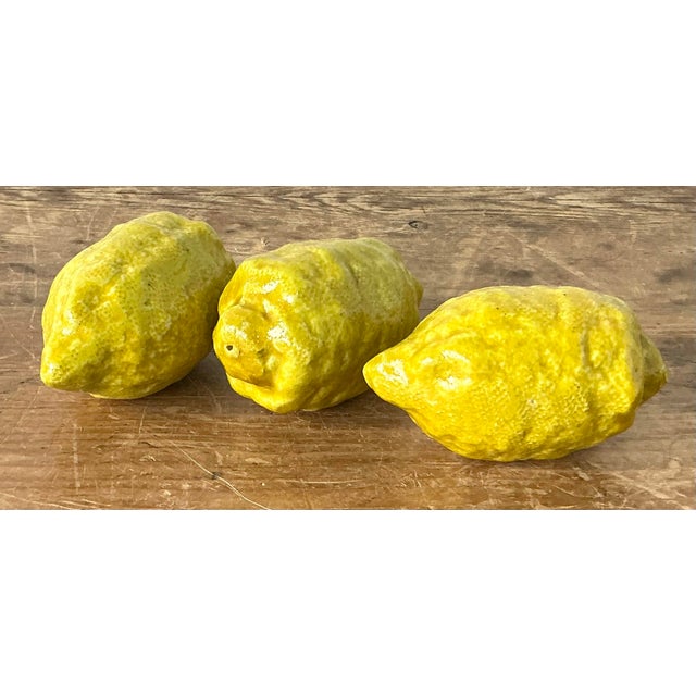Ceramic Vintage Boho Italian Glazed Ceramic Lemons - Set of 3 For Sale - Image 7 of 12