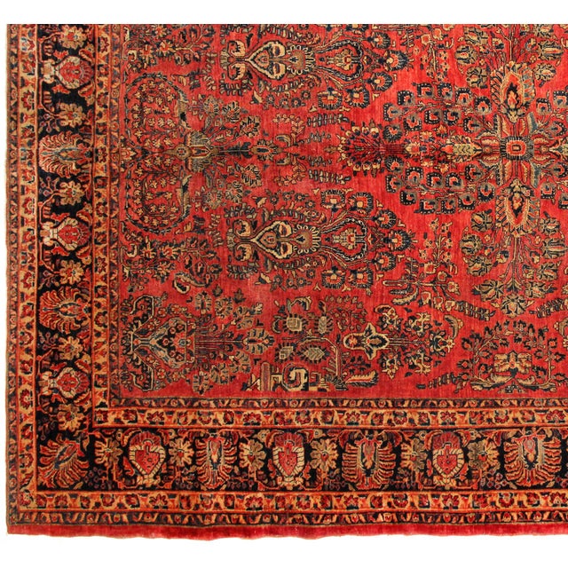 Persian Vintage Persian Sarouk Oriental Rug, in Room Size, with Intricate Floral Design For Sale - Image 3 of 7