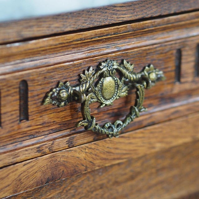 Antique Louis XVI Style Mirror Chest of Drawers with White Marble Top For Sale - Image 17 of 18