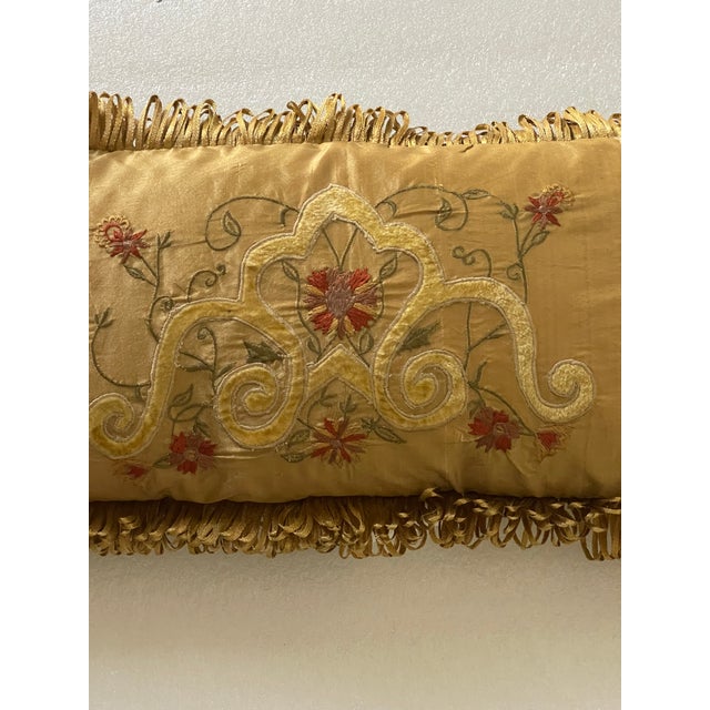 1960s Gorgeous Silk Neobaroque Regency Lumbar Pillow Feather Down For Sale - Image 4 of 7