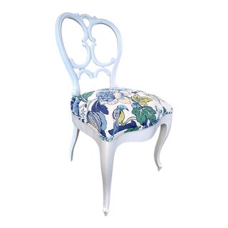 Antique Side Chair in Stroheim Fabric For Sale