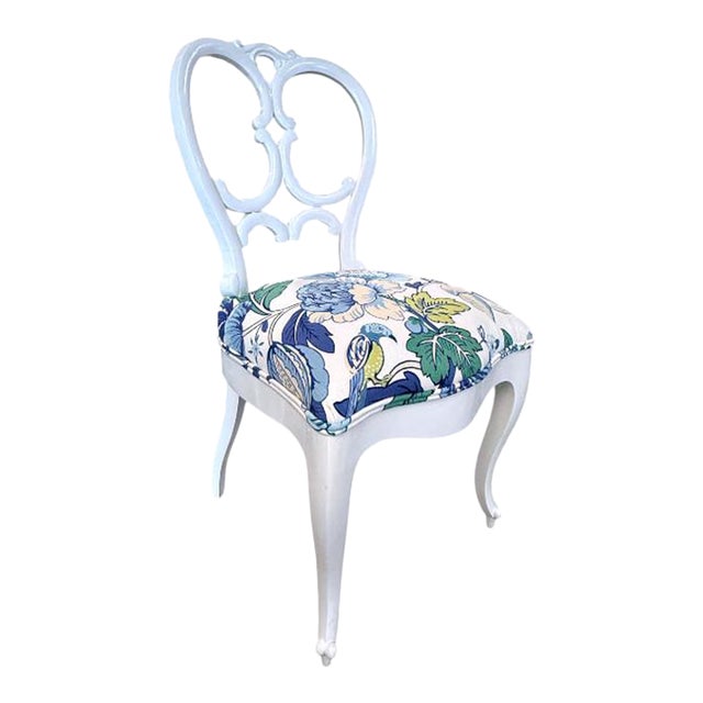 Antique Side Chair in Stroheim Fabric For Sale