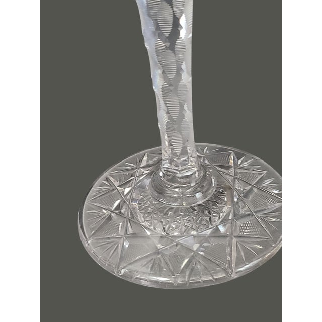 Vintage American Brilliant Cut Crystal Roses Floral Compote Candy Dish Bowl For Sale - Image 4 of 12