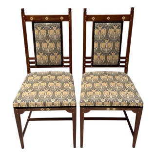 Arts and Crafts Side Chairs by Onder Den Sint Maarten, Walnut, 1900s, Set of 2 For Sale