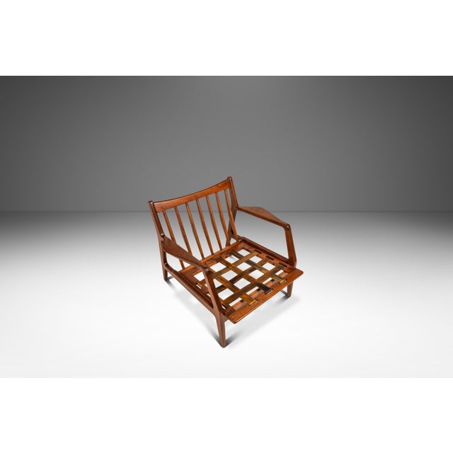 Restored Danish Modern Model 596 Lounge Chair in Beech & Leather Attributed to Lawrence Peabody & Ib Kofod Larsen for Selig, Denmark, C. 1950's For Sale - Image 4 of 18