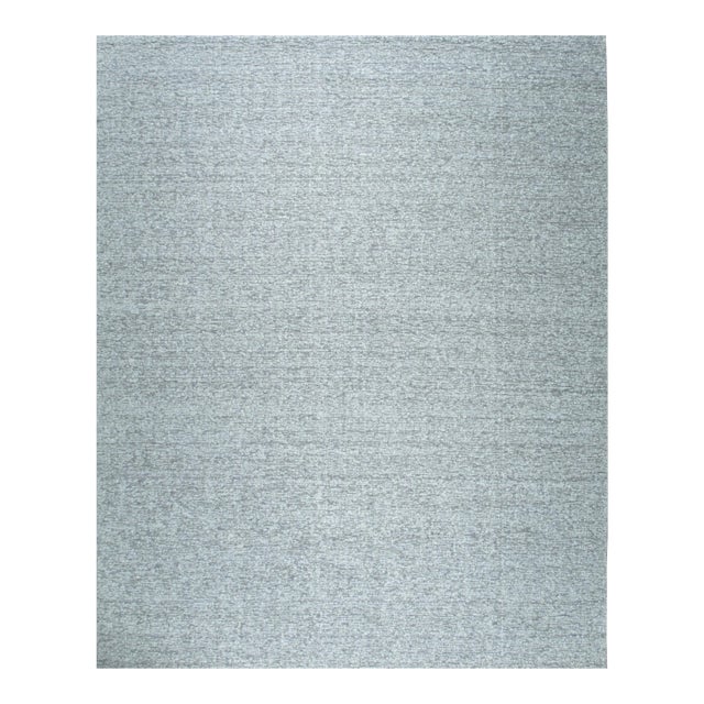6x9 Opulent Alluring Silver Solid Open Field Handmade Wool Carpet Rug For Sale